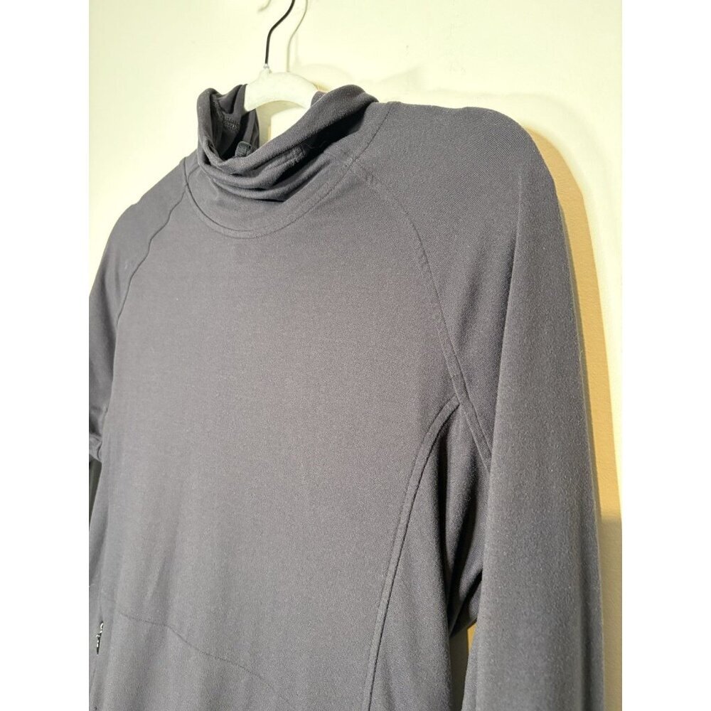 LULULEMON Cowl Neck Hoodie Pull Over Sweatshirt Black Athleisure Pilates Size 6 - Picture 2 of 6